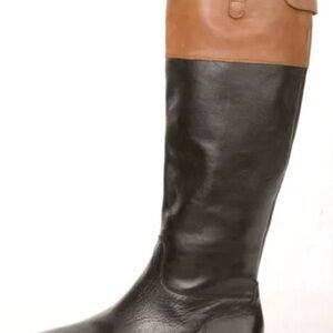 Ralph Lauren Black and Tan Leather Heeled Boots